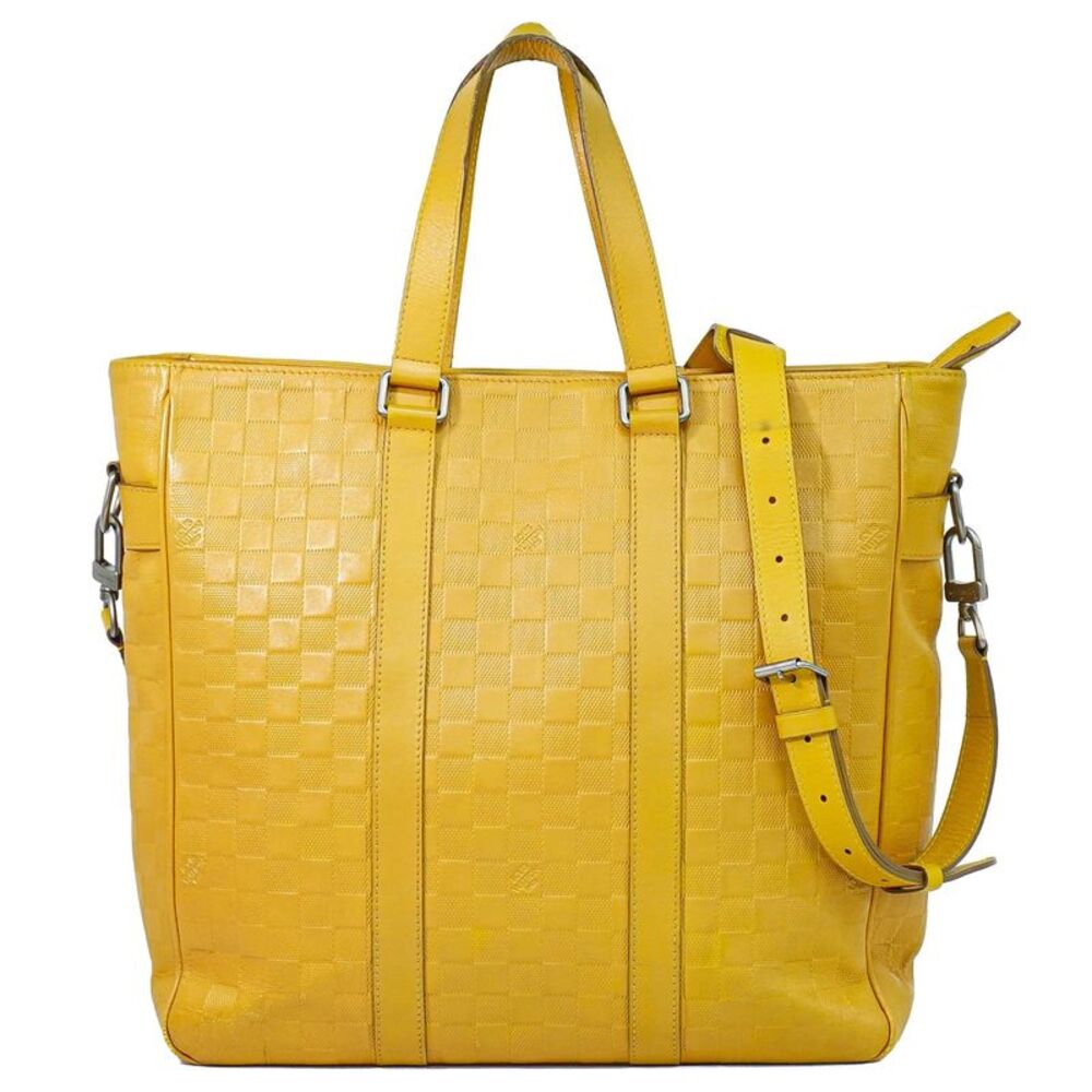 Louis Vuitton Tadao Damier Infini Leather Yellow Leather Handbag